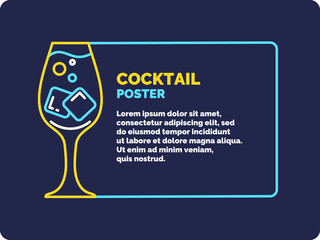 Cocktail poster in bright cartoon style. Vector illustration.