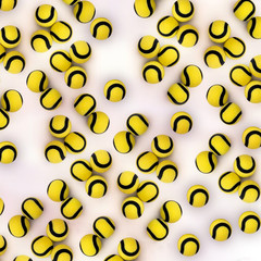 Tennis balls on white background. Top view.
