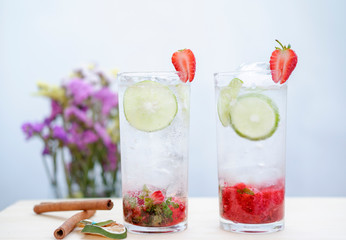 Strawberry mojito cocktail