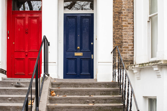 Front doors of a house at London street.