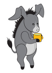 Cartoon donkey drink tea