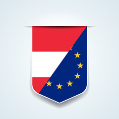 Austria and Europe Flag tag shield label illustration