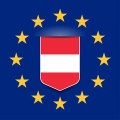 Austria and Europe Flag tag shield label illustration