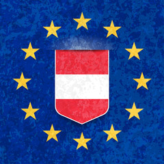 Austria and Europe Flag tag shield label illustration