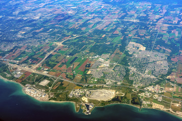Aerial view of the Bowmanville area cityscape