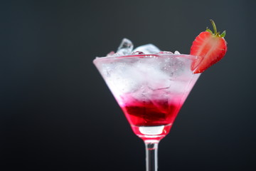 strawberry martini cocktail on table