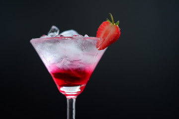 strawberry martini cocktail on table