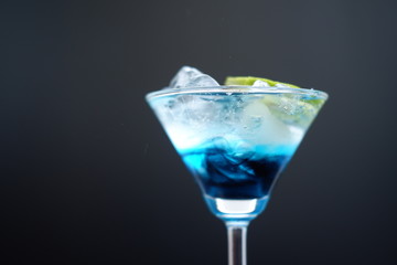 Blue martini cocktail