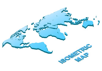 Isometric Map of world isolated on white