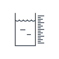 thin line icon laundry, liquid, water volume measurement