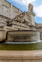 Rome/ Italy July 2018: The element of the sculptural group, Monument of Victor Emmanuel II, Venezia Square  