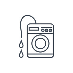 thin line icon laundry, washing machine, water supply, drainage