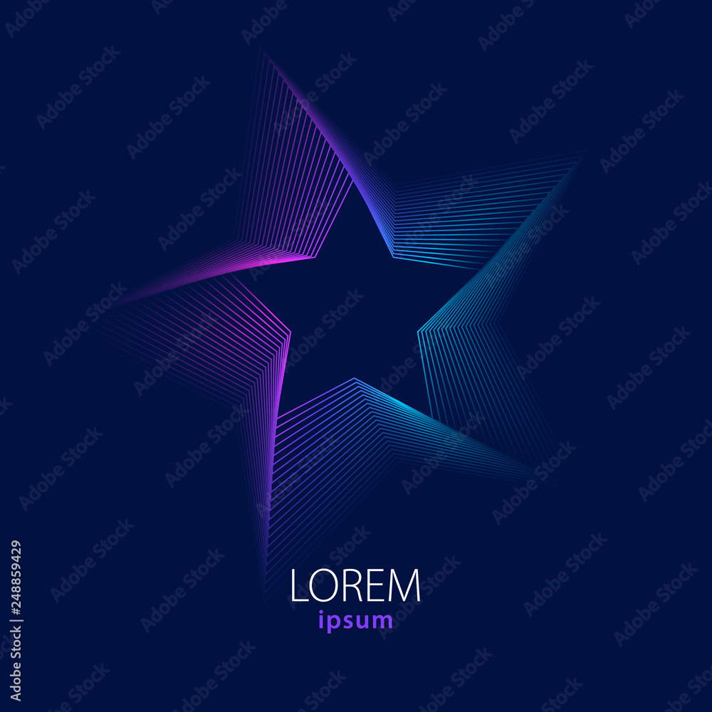 Wall mural blended colorful lines background - star shape.