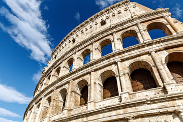 Rome/ Italy July 2018: Colosseum in Rome, Italy. Ancient Roman Colosseum is one of the main tourist...