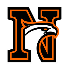 Letter N with eagle head. Great for sports logotypes and team mascots. 