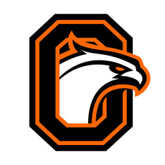 Letter O with eagle head. Great for sports logotypes and team mascots. 