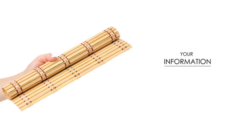 Bamboo mat natural in hand pattern on a white background isolation