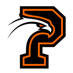 Letter P with eagle head. Great for sports logotypes and team mascots. 