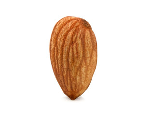 One Almond nut isolated on white background. Full depth of field and clipping path. - Image