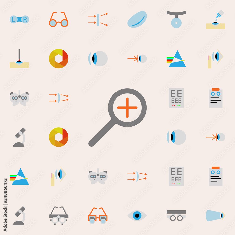 Poster plus illustration icon. optometry icons universal set for web and mobile