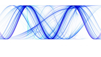 Blue sinusoids with identical amplitude on white background