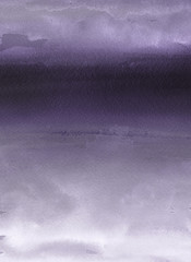 Violet ink and watercolor textures on white paper background. Paint leaks and ombre effects. Hand painted abstract image.