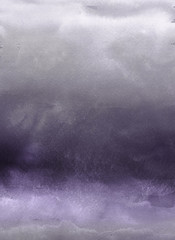 Violet ink and watercolor textures on white paper background. Paint leaks and ombre effects. Hand painted abstract image.