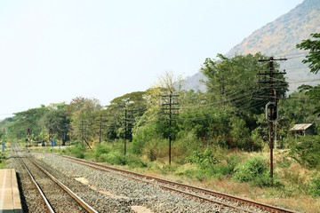 Obraz na płótnie Canvas Train station and railway