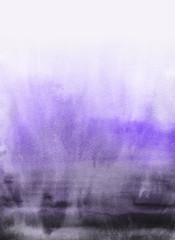 Violet ink and watercolor textures on white paper background. Paint leaks and ombre effects. Hand painted abstract image.