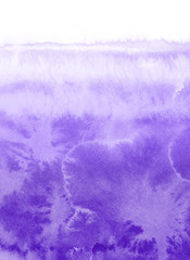 Violet ink and watercolor textures on white paper background. Paint leaks and ombre effects. Hand painted abstract image. © artistmef
