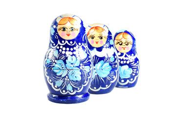 Russian souvenir dolls, Matryoshka isolated on white background