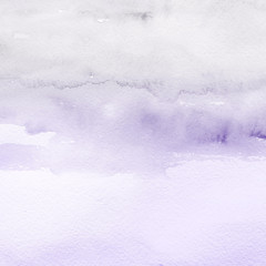 Violet ink and watercolor textures on white paper background. Paint leaks and ombre effects. Hand painted abstract image.