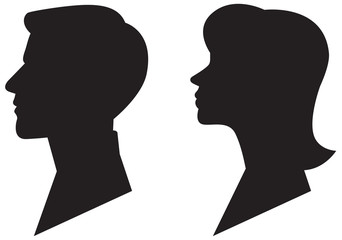 Man and woman silhouette profile portrait