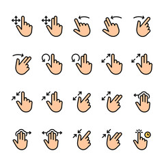 Color line icon set of Touch Gestures