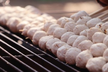 Grilled meatballs at street food
