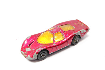 Vintage Retro Sports Car Child Toy On White Background