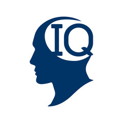 IQ intelligence quotient. Silhouette human head with IQ vector illustration.