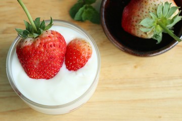 fresh strawberry with yogurt