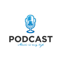 Modern luxury podcast logo design inspiration in blue color