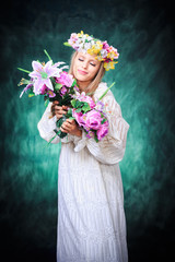 studio portrait with theatrical costume