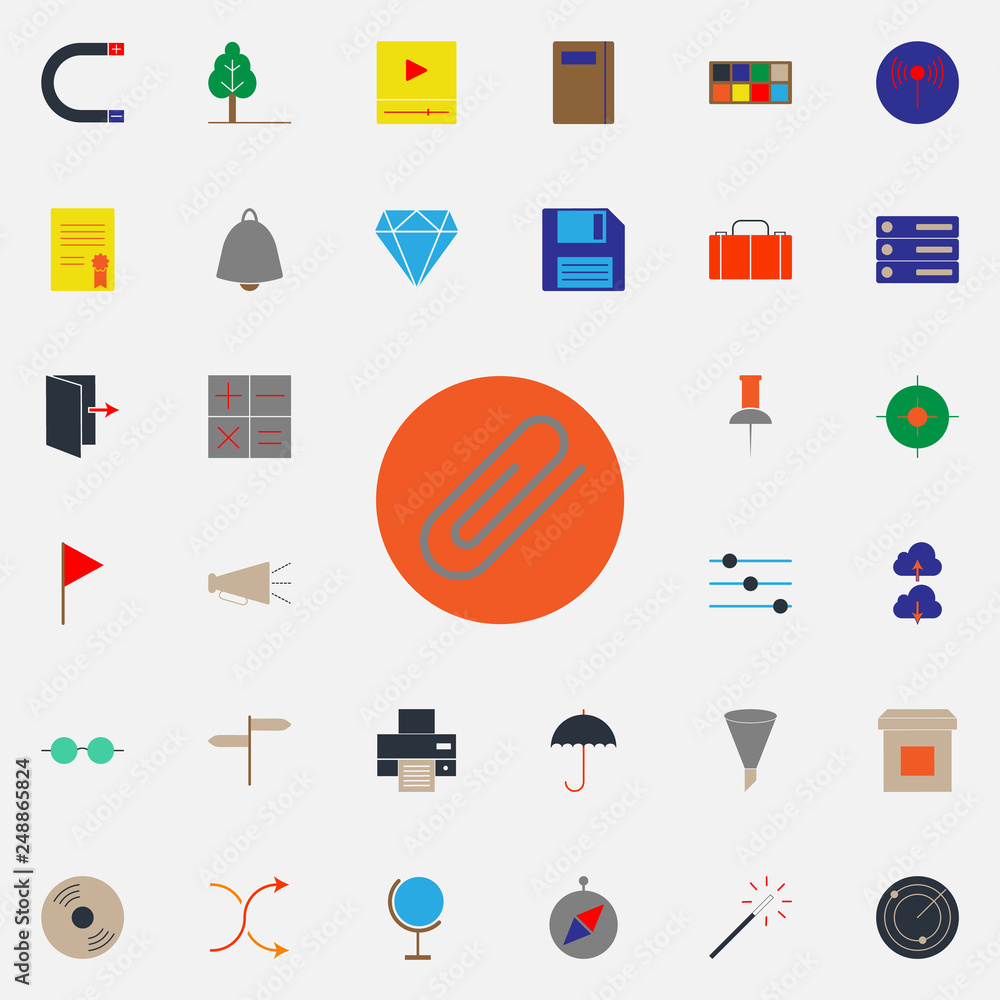 Aufkleber colored paper clip icon. web icons universal set for web and mobile