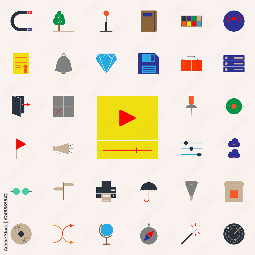 Poster colored video player icon. web icons universal set for web and mobile