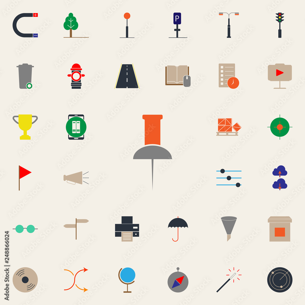 Poster colored paper pin icon. web icons universal set for web and mobile