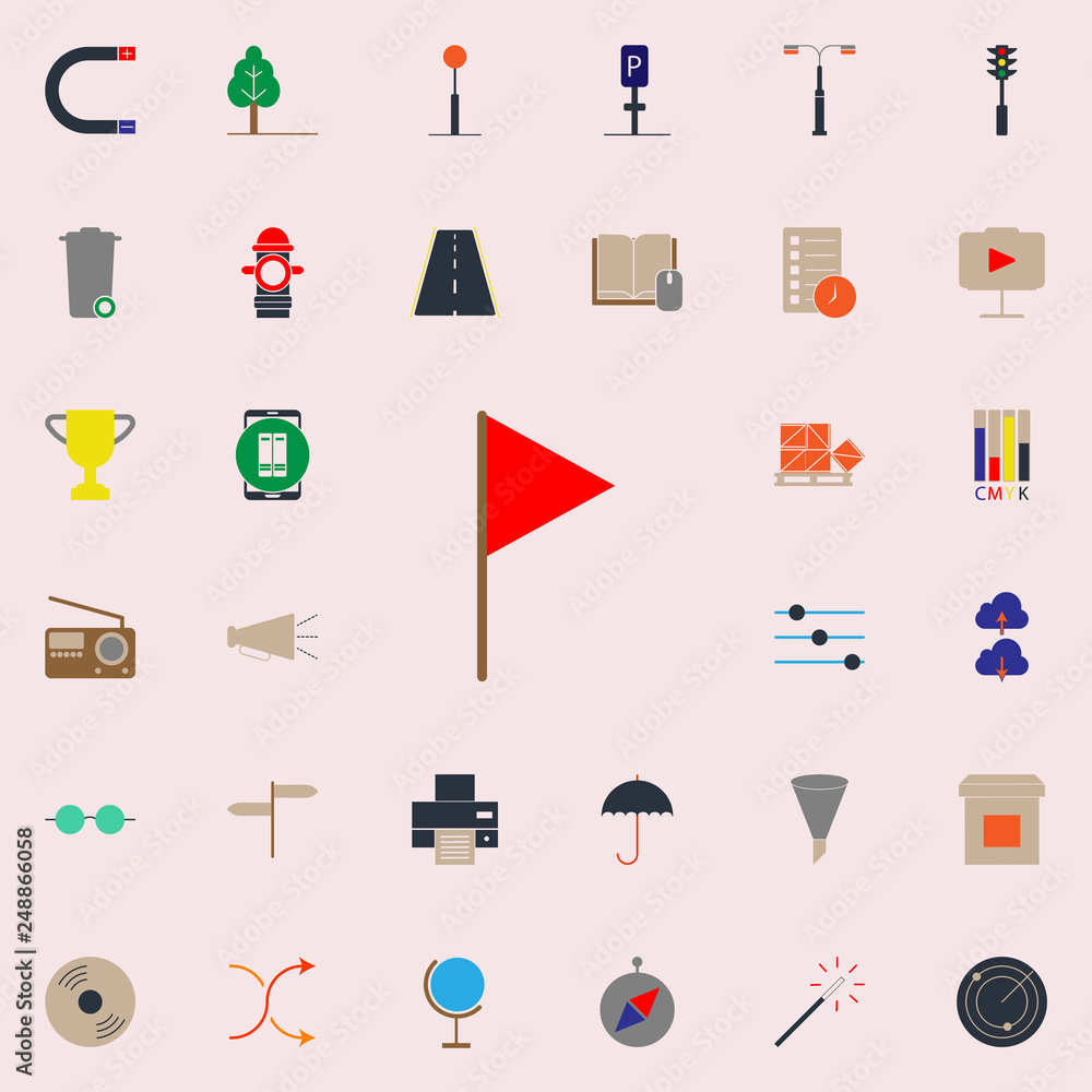 Poster colored golf flag icon. web icons universal set for web and mobile