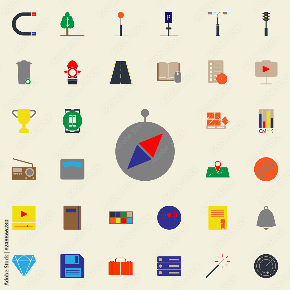 Poster colored compass icon. web icons universal set for web and mobile