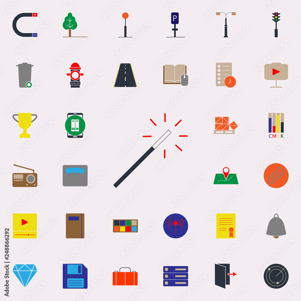 Poster colored magic wand icon. web icons universal set for web and mobile