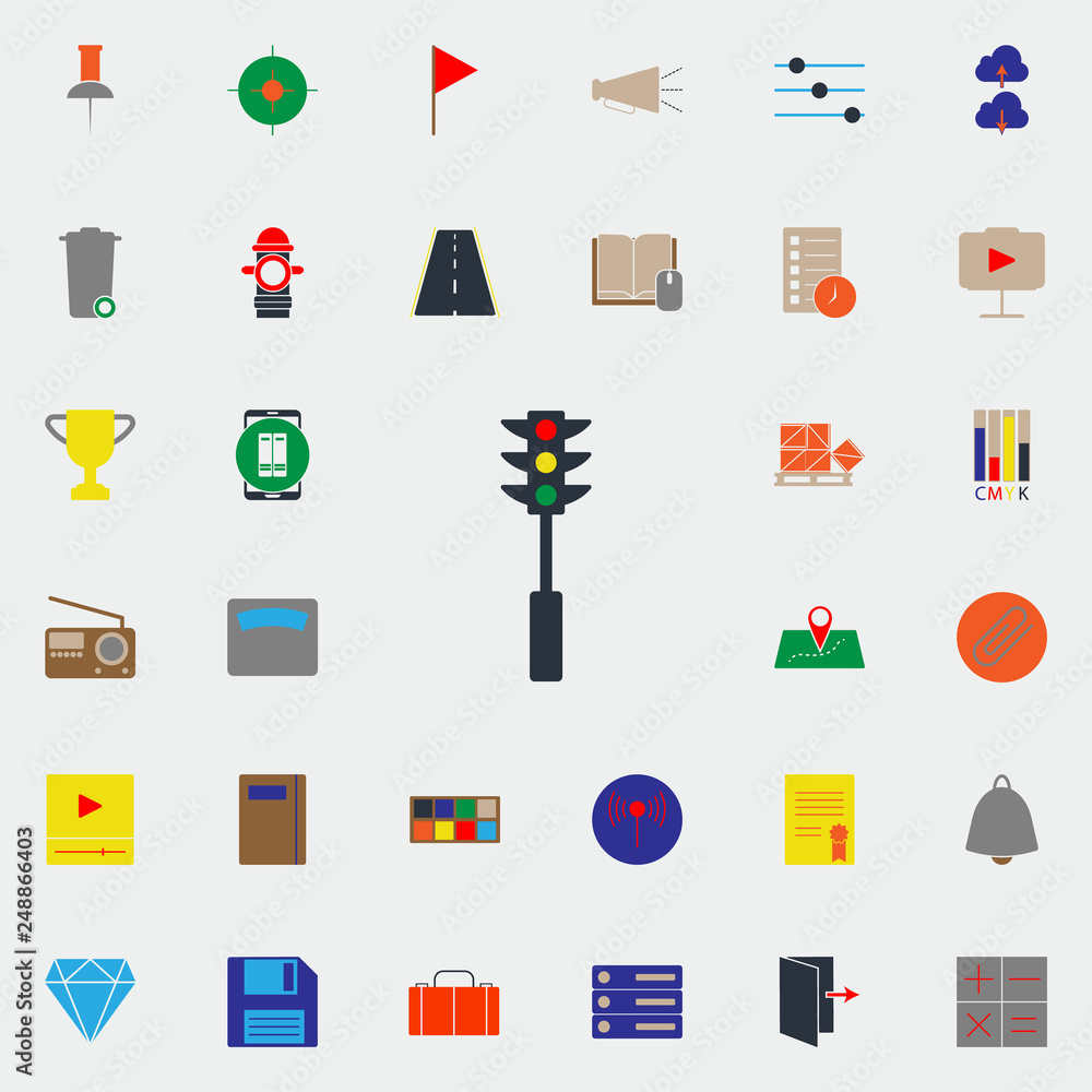 Poster colored traffic light icon. web icons universal set for web and mobile