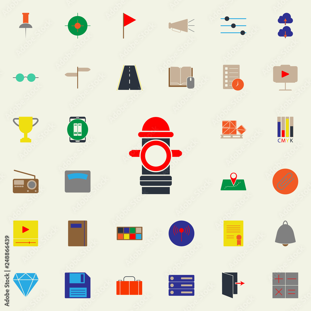 Poster colored fire hydrant icon. web icons universal set for web and mobile