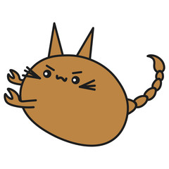 Bunny zodiac sign Scorpio in cartoon style.