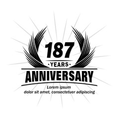 187 years design template. Anniversary vector and illustration template.